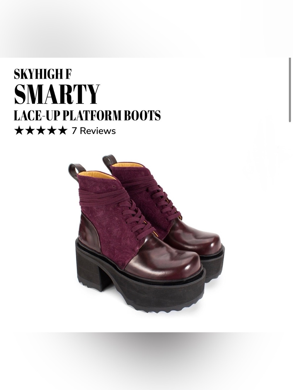 NWOB John Fluevog Skyhigh F Platform Lace Up Boots Size 9